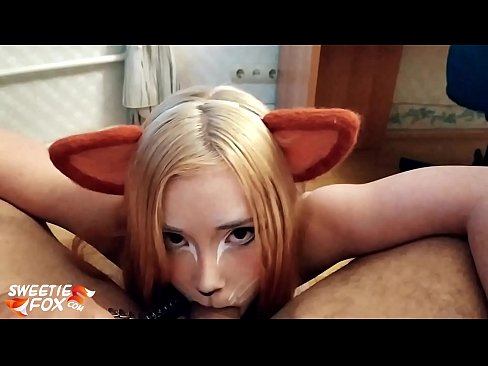 ❤️ Kitsune ngulu kontol lan cum ing dheweke tutuk ❌ Saru ayu ing kita  ️❤